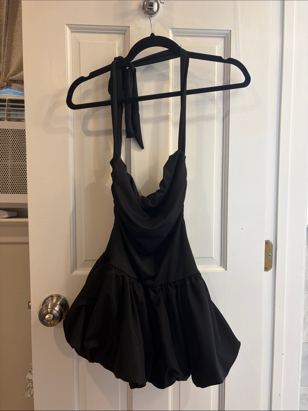 SHEIN Black Cowl Neck Mini Dress with Halter Tie